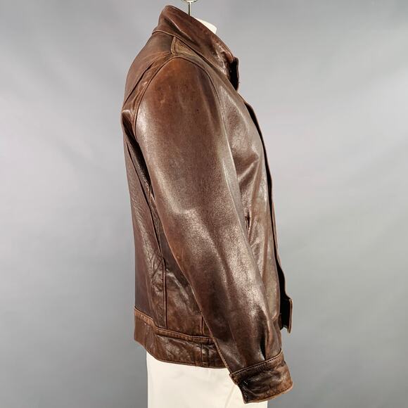 FOG CITY Size 42 Brown Leather Bomber Jacket - Picture 2 of 13